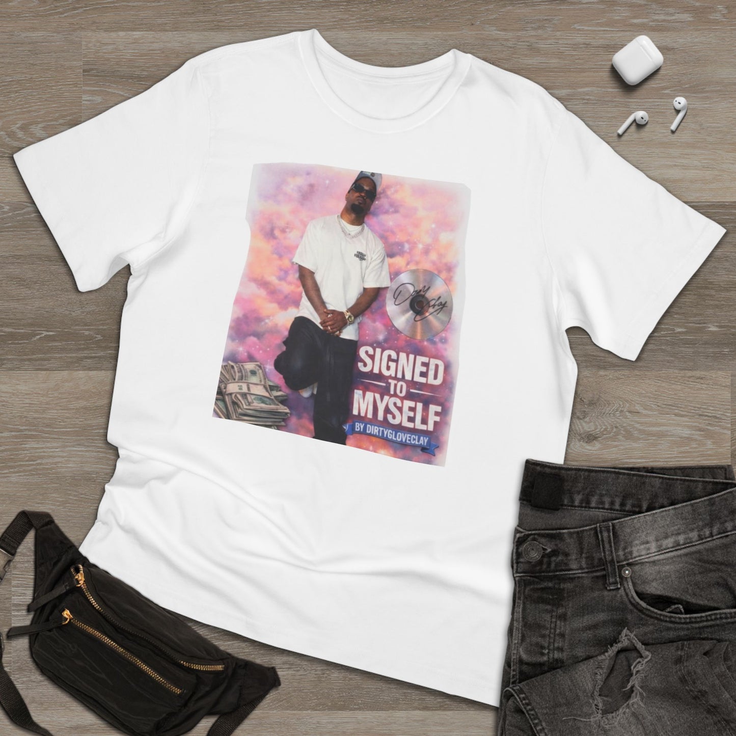DirtyGloveCjay | Signed To Myself Girly Graphic T-Shirt — Vintage Rap Photo Tee